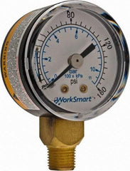 Value Collection - 1-1/2" Dial, 1/8 Thread, 0-160 Scale Range, Pressure Gauge - Lower Connection Mount, Accurate to 3-2-3% of Scale - Exact Industrial Supply