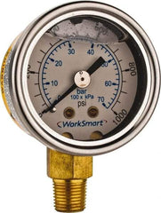 Value Collection - 1-1/2" Dial, 1/8 Thread, 0-1,000 Scale Range, Pressure Gauge - Lower Connection Mount, Accurate to 3-2-3% of Scale - Exact Industrial Supply