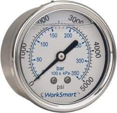 Value Collection - 2" Dial, 1/4 Thread, 0-300 Scale Range, Pressure Gauge - Center Back Connection Mount, Accurate to 3-2-3% of Scale - Exact Industrial Supply