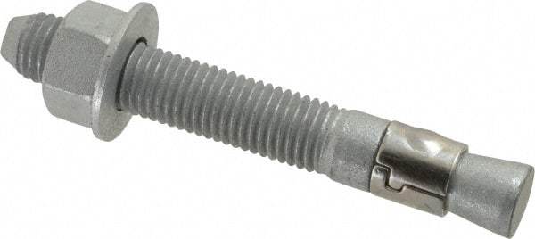 Powers Fasteners - 3/4" Diam, 3/4" Drill, 5-1/2" OAL, 1-5/8" Min Embedment Wedge Expansion Concrete Anchor - Steel, Galvanized Finish, Hex Nut Head, Hex Drive - Exact Industrial Supply