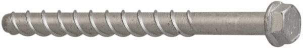 Elco - 3/8" Diam, 2-1/2" Length Under Head, Hex Drive, Concrete Screw & Masonry Fastener - Alloy Steel, StalGard Silver Finish, Includes 9/16" Drill Bit - Exact Industrial Supply