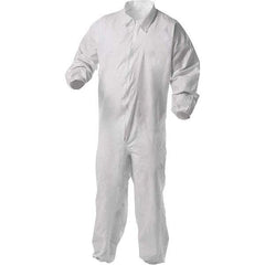 KleenGuard - Size 2XL Film Laminate General Purpose Coveralls - White, Zipper Closure, Elastic Cuffs, Elastic Ankles, Serged Seams - Exact Industrial Supply