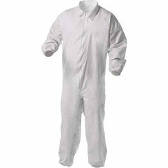 KleenGuard - Size XL Film Laminate General Purpose Coveralls - White, Zipper Closure, Elastic Cuffs, Elastic Ankles, Serged Seams - Exact Industrial Supply