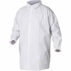 KleenGuard - Size XL White Lab Coat without Pockets - Microporous Film Laminate, Snap Front, Elastic Cuffs - Exact Industrial Supply