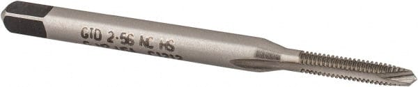 Spiral Point Tap: #2-56, UNC, 2 Flutes, Plug, 2B, High Speed Steel, Bright Finish 7/16″ Thread Length, 1-3/4″ OAL, Right Hand, H2