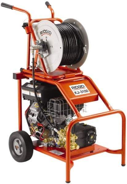 Ridgid - Gas Jet Battery Drain Cleaning Machine - For 2" to 10" Pipe, 3/8" x 300' Cable - Exact Industrial Supply
