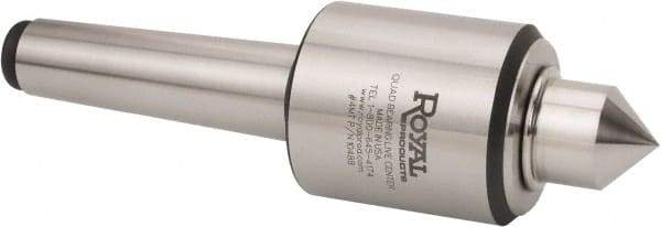 Royal Products - MT3 Morse Taper, 1.7" Head Diam Live Center - 6,000 Max RPM, 2.12" Head Length, 0.88" Point Diam, 1.07" Point Len, 885 Lb Max Workpc, Male Point - Exact Industrial Supply