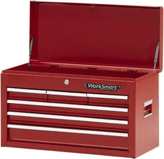 Value Collection - 6 Drawer Intermediate Tool Chest - 26" Wide x 12" Deep x 15-1/4" High, Steel, Red - Exact Industrial Supply
