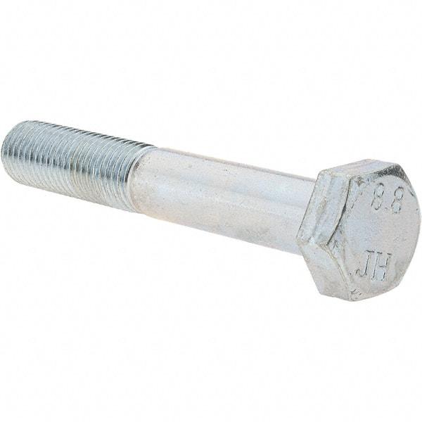 Value Collection - M12x1.50mm Metric Fine, 75mm Long Hex Head Cap Screw - Partially Threaded, Grade 8.8 Steel, Zinc-Plated Finish, 19mm Hex - Exact Industrial Supply