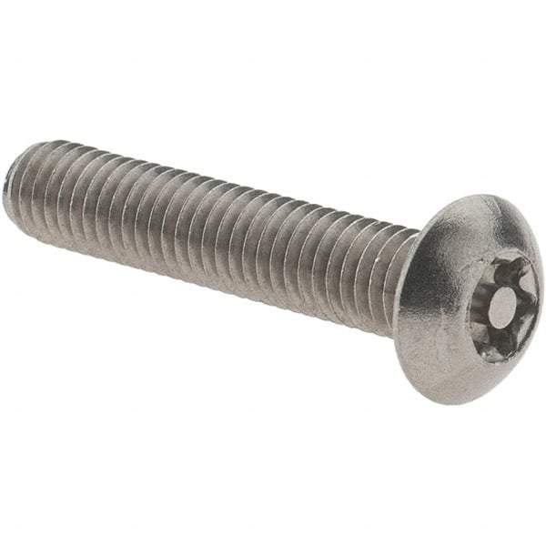 Value Collection - #10-32 UNF Pin In Torx Drive, Button Screw - Grade 18-8 Stainless Steel, Uncoated, 1" Length Under Head - Exact Industrial Supply