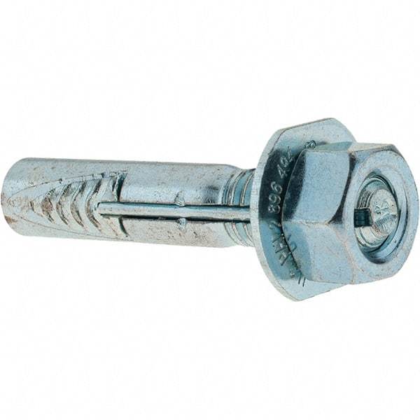 Value Collection - 3/8" Diam, 3/8" Drill, 2" OAL, Wedge Expansion Concrete Anchor - Steel, Zinc-Plated Finish, Hex Nut Head, Hex Drive, 3/4" Thread Length - Exact Industrial Supply