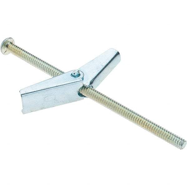 Value Collection - 3/16" Diam, 4" Long, Toggle Bolt Drywall & Hollow Wall Anchor - Steel, Use with Concrete/Masonry, Hollow Tile, Plaster & Wallboard - Exact Industrial Supply