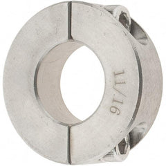 Value Collection - 11/16" Bore, Stainless Steel, Two Piece Two Piece Split Shaft Collar - 1-1/2" Outside Diam, 1/2" Wide - Exact Industrial Supply