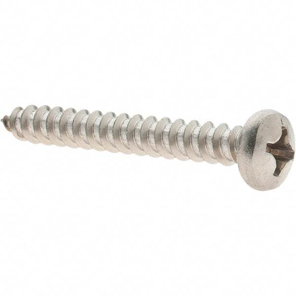 Value Collection - #12 Pan Head Phillips Sheet Metal Screw - Stainless Steel, 1-3/4" Length Under Head, Grade 18-8 - Exact Industrial Supply