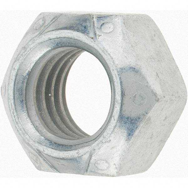 Value Collection - 1/2-13 UNC Grade C Hex Lock Nut with Distorted Thread - Zinc-Plated with Wax Finish - Exact Industrial Supply