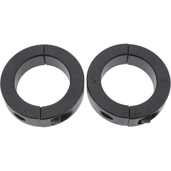 Value Collection - 2" Bore, Steel, Two Piece Shaft Collar - 3" Outside Diam, 11/16" Wide - Exact Industrial Supply