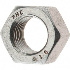 Value Collection - 1/2-20 UNF Stainless Steel Right Hand Hex Nut - 3/4" Across Flats, 7/16" High, Uncoated - Exact Industrial Supply