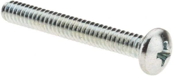 Value Collection - #10-24 UNC, 1-1/2" Length Under Head Phillips Drive Machine Screw - Pan Head, Grade 2 Steel, Zinc-Plated Finish, Without Washer - Exact Industrial Supply