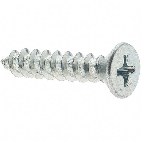 Value Collection - #10 Flat Head Phillips Sheet Metal Screw - Steel, 1" OAL, Grade 2 - Exact Industrial Supply