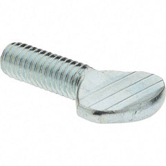 Value Collection - #10-32 Oval Shoulderless Grade 2 Steel Thumb Screw - 1/2" OAL, Zinc-Plated Finish - Exact Industrial Supply