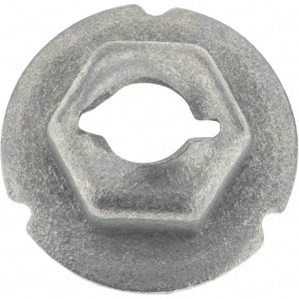 Value Collection - 3/16" Hole Diam, 5/8" OD, 3/8" Width Across Flats Washer Lock Nut - Zinc-Plated Spring Steel, For Use with Non Threaded Fasteners - Exact Industrial Supply