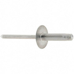 RivetKing - Large Flange Head Aluminum Peel Blind Rivet - Aluminum Mandrel, 0.063" to 1/4" Grip, 3/16" Body Diam - Exact Industrial Supply
