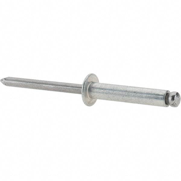 Value Collection - Size 612 Dome Head Steel Open End Blind Rivet - Steel Mandrel, 0.626" to 3/4" Grip, 3/8" Head Diam, 0.192" to 0.196" Hole Diam, 0.95" Length Under Head, 3/16" Body Diam - Exact Industrial Supply