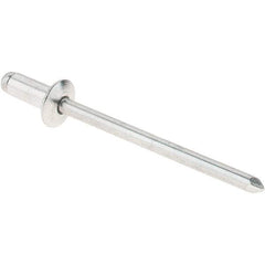 RivetKing - Size 4-2 Dome Head Aluminum Open End Blind Rivet - Aluminum Mandrel, 1/8" Max Grip, 1/8" Body Diam - Exact Industrial Supply
