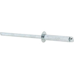 Value Collection - Size 48 Dome Head Steel Open End Blind Rivet - Steel Mandrel, 0.376" to 1/2" Grip, 1/4" Head Diam, 0.129" to 0.133" Hole Diam, 0.65" Length Under Head, 1/8" Body Diam - Exact Industrial Supply