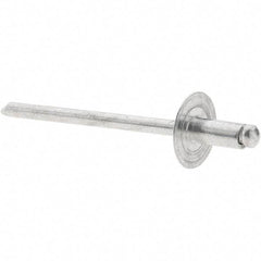 Value Collection - Size 42 Large Flange Dome Head Aluminum Open End Blind Rivet - Aluminum Mandrel, 0.032" to 1/8" Grip, 3/8" Head Diam, 0.129" to 0.133" Hole Diam, 0.275" Length Under Head, 1/8" Body Diam - Exact Industrial Supply