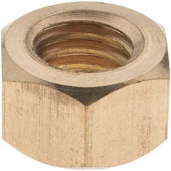 Value Collection - 3/8-16 UNC Brass Right Hand Hex Nut - 9/16" Across Flats, 21/64" High - Exact Industrial Supply