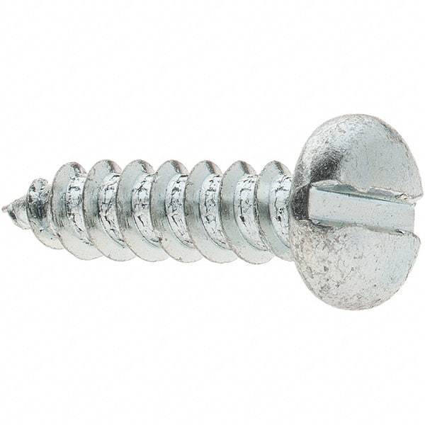 Value Collection - #14 Pan Head Slotted Sheet Metal Screw - Steel, 1" Length Under Head, Grade 2 - Exact Industrial Supply