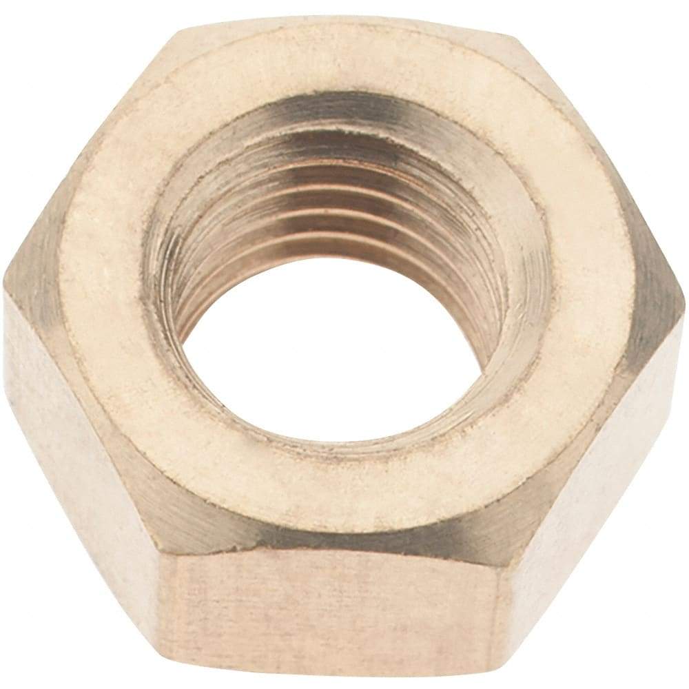 Value Collection - 5/16-24 UNF Brass Right Hand Hex Nut - 1/2" Across Flats, 17/64" High - Exact Industrial Supply