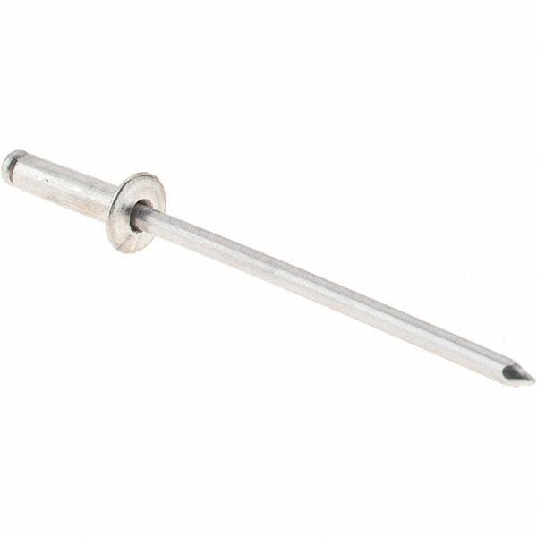 Value Collection - Size 34 Dome Head Aluminum Open End Blind Rivet - Aluminum Mandrel, 0.126" to 1/4" Grip, 0.188" Head Diam, 0.097" to 0.1" Hole Diam, 3/8" Length Under Head, 3/32" Body Diam - Exact Industrial Supply
