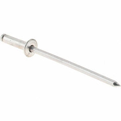 Value Collection - Size 34 Dome Head Aluminum Open End Blind Rivet - Aluminum Mandrel, 0.126" to 1/4" Grip, 0.188" Head Diam, 0.097" to 0.1" Hole Diam, 3/8" Length Under Head, 3/32" Body Diam - Exact Industrial Supply