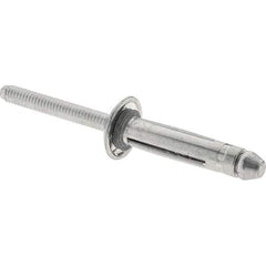 RivetKing - Aluminum Open End Blind Rivet - Aluminum Mandrel, 1/8" to 3/8" Grip, 1/4" Head Diam, 1-1/64" Length Under Head, 1/4" Body Diam - Exact Industrial Supply