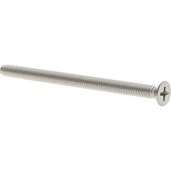 Value Collection - #10-24 UNC, 3" OAL Phillips Drive Machine Screw - Flat Head, Grade 18-8 Stainless Steel, Uncoated, Without Washer - Exact Industrial Supply