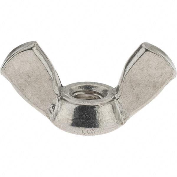 Value Collection - #8-32 UNC, Stainless Steel Standard Wing Nut - Grade 18-8, 0.72" Wing Span, 0.47" Wing Span - Exact Industrial Supply