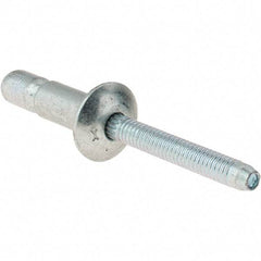 Value Collection - Truss Head Steel Structural Blind Rivet - Steel Mandrel, 0.08" to 3/8" Grip, 0.592" Head Diam, 0.261" to 0.272" Hole Diam, 0.56" Length Under Head, 1/4" Body Diam - Exact Industrial Supply