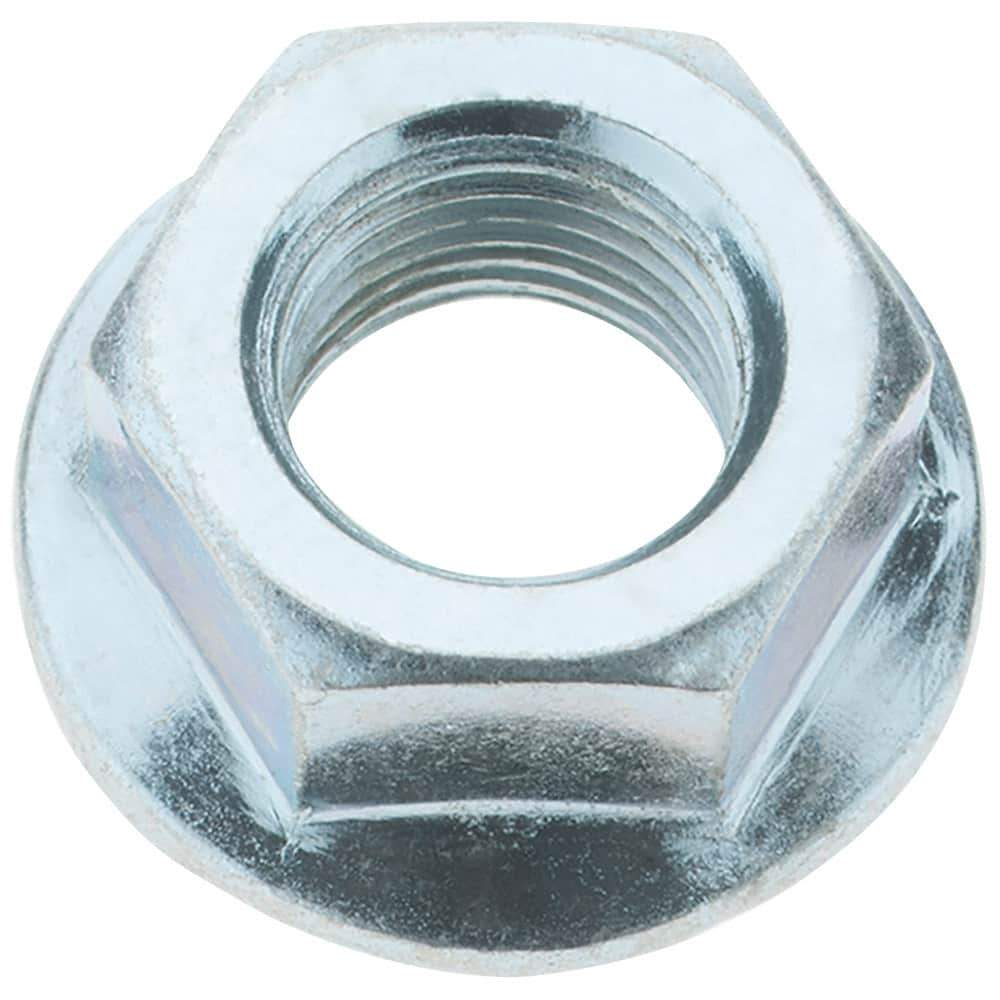 Value Collection - 1/2-20, 1.031" Flange Diam, Serrated Flange Nut - Grade Grade 2 Steel, Zinc-Plated Finish, 0.458" Flange Height - Exact Industrial Supply