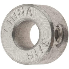Value Collection - 3/16" Bore, Stainless Steel, Set Screw Shaft Collar - 7/16" Outside Diam, 1/4" Wide - Exact Industrial Supply
