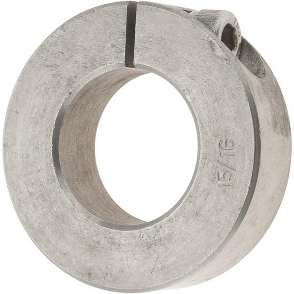 Value Collection - 15/16" Bore, Stainless Steel, One Piece One Piece Split Shaft Collar - 1-3/4" Outside Diam, 1/2" Wide - Exact Industrial Supply
