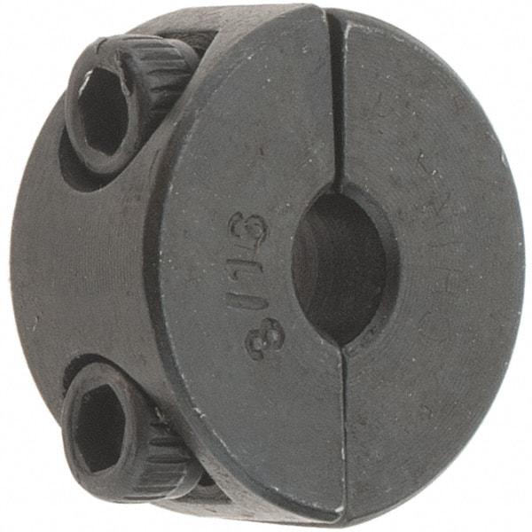 Value Collection - 3/16" Bore, Steel, Two Piece Shaft Collar - 11/16" Outside Diam, 5/16" Wide - Exact Industrial Supply