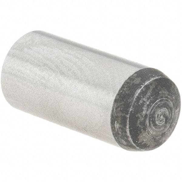 Value Collection - 6mm Diam x 14mm Pin Length Grade 8 Alloy Steel Precision Dowel Pin - Bright Finish, 1 Rounded End - Exact Industrial Supply