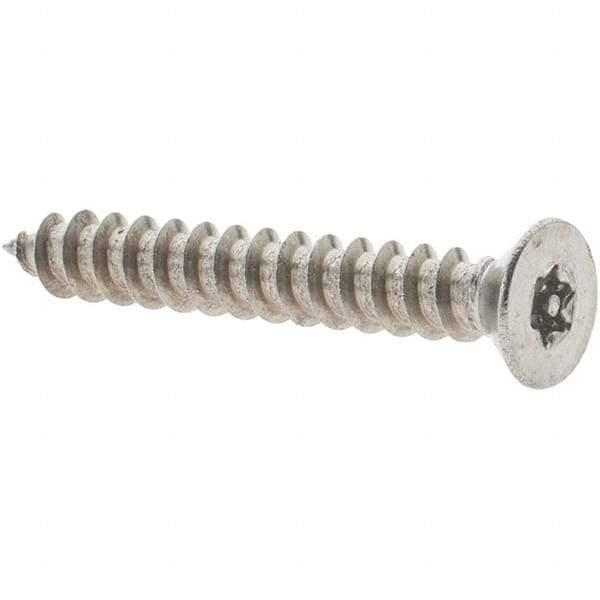 Value Collection - #18 Flat Head Pin In Torx Sheet Metal Screw - Stainless Steel, 1" OAL, Grade 18-8, T10 Drive - Exact Industrial Supply
