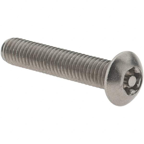 Value Collection - #10-32 UNF Pin In Torx Drive, Button Screw - Grade 18-8 Stainless Steel, Uncoated, 1" Length Under Head - Exact Industrial Supply