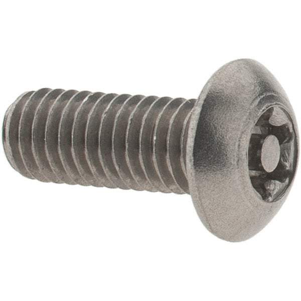 Value Collection - #10-32 UNF Pin In Torx Drive, Button Screw - Grade 18-8 Stainless Steel, Uncoated, 1/2" Length Under Head - Exact Industrial Supply