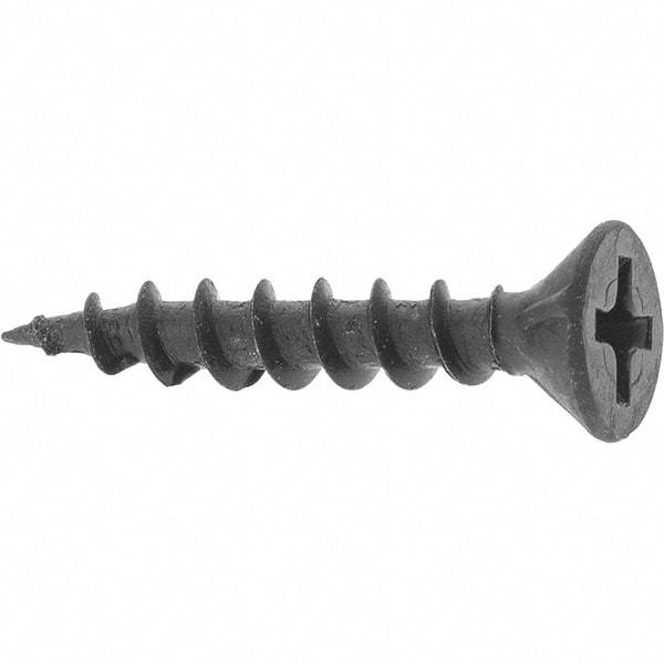 Buildex - #8, 1" OAL, Phillips Drive Flat Head, Steel Drywall Screws - Black Oxide Finish, Grade 2 - Exact Industrial Supply