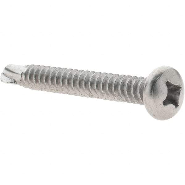 Value Collection - #14, Pan Head, Phillips Drive, 2" Length Under Head, #3 Point, Self Drilling Screw - Grade 410 Stainless Steel - Exact Industrial Supply