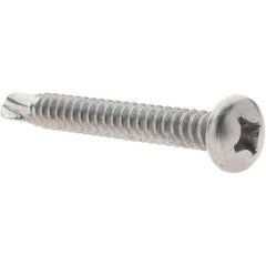 Value Collection - #14, Pan Head, Phillips Drive, 2" Length Under Head, #3 Point, Self Drilling Screw - Grade 410 Stainless Steel - Exact Industrial Supply